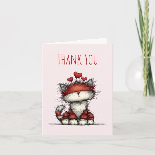 Katten met rode liefdesharten Schattig en grappig Bedankkaart (Voorkant)