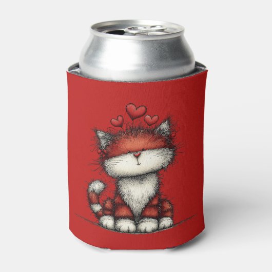 Katten met rode liefdesharten Schattig en grappig Blikjeskoeler (Blikje Voorkant)