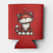 Katten met rode liefdesharten Schattig en grappig Blikjeskoeler (Voorkant)