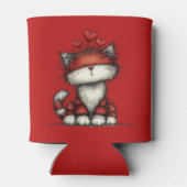 Katten met rode liefdesharten Schattig en grappig Blikjeskoeler (Achterkant)