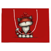Katten met rode liefdesharten Schattig en grappig Groot Cadeauzakje (Voorkant)