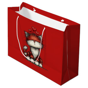 Katten met rode liefdesharten Schattig en grappig Groot Cadeauzakje