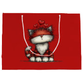 Katten met rode liefdesharten Schattig en grappig Groot Cadeauzakje (Achterkant)