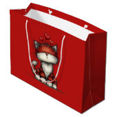 Katten met rode liefdesharten Schattig en grappig Groot Cadeauzakje (Achterkant Gekanteld)