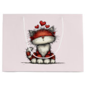Katten met rode liefdesharten Schattig en grappig Groot Cadeauzakje (Voorkant)