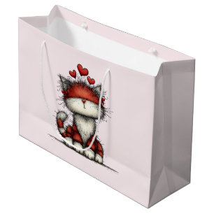 Katten met rode liefdesharten Schattig en grappig Groot Cadeauzakje