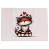 Katten met rode liefdesharten Schattig en grappig Groot Cadeauzakje (Achterkant)