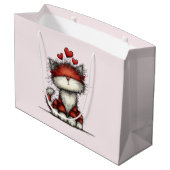 Katten met rode liefdesharten Schattig en grappig Groot Cadeauzakje (Achterkant Gekanteld)