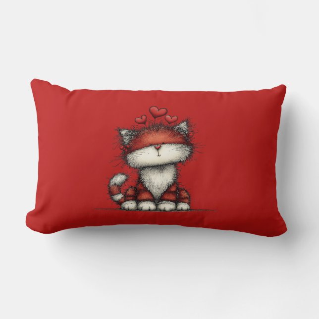 Katten met rode liefdesharten Schattig en grappig Kussen (Voorkant)