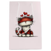 Katten met rode liefdesharten Schattig en grappig Medium Cadeauzakje (Voorkant)