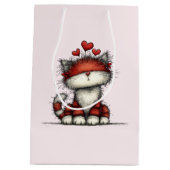 Katten met rode liefdesharten Schattig en grappig Medium Cadeauzakje (Achterkant)