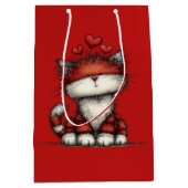 Katten met rode liefdesharten Schattig en grappig Medium Cadeauzakje (Voorkant)
