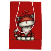 Katten met rode liefdesharten Schattig en grappig Medium Cadeauzakje (Achterkant)