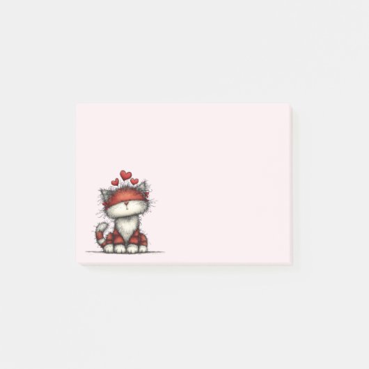 Katten met rode liefdesharten Schattig en grappig Post-it® Notes (Voorkant)