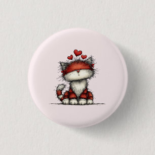 Katten met rode liefdesharten Schattig en grappig Ronde Button 3,2 Cm