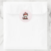 Katten met Rode Liefdesharten Schattig en Grappig Ronde Sticker (Tas)
