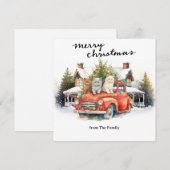 Katten met  rode truck voor dierenliefhebbers feestdagenkaart (Voorkant / Achterkant)