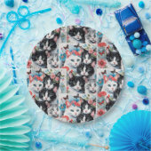 Katten met roze bloemen en vlinders papieren bordje (Feest)