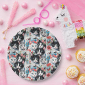 Katten met roze bloemen en vlinders papieren bordje (Feest)