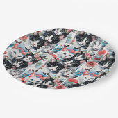 Katten met roze bloemen en vlinders papieren bordje (Gekanteld)