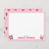 Katten met roze strikken Note Kaart Notitiekaartje (Voorkant / Achterkant)