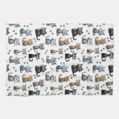 Katten met Schuivende Gezichten en Paw Prints Patr Theedoek (Horizontaal)