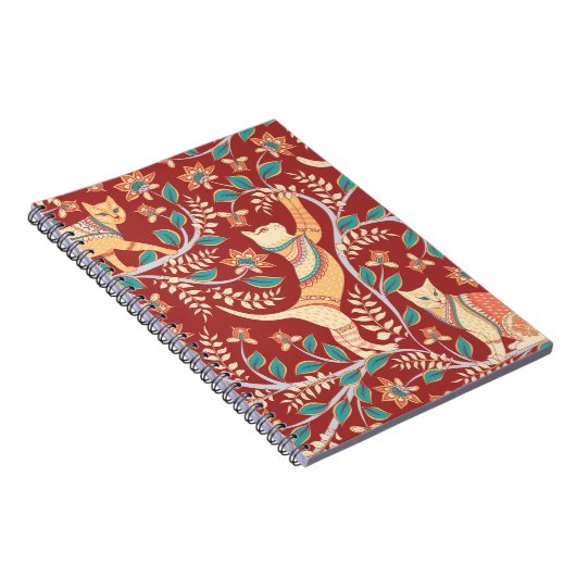 Katten met sierplanten, takken met bloemen en blad notitieboek (Rechterzijde)