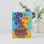 Katten met stijgingen in Talavera Vase Briefkaart (Staand voorkant)