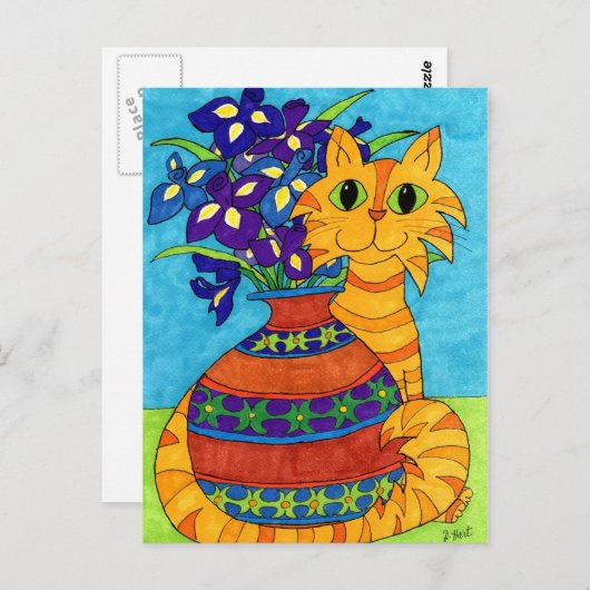 Katten met stijgingen in Talavera Vase Briefkaart (Voorkant / Achterkant)