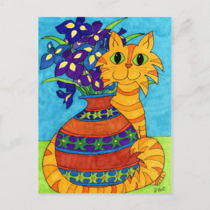 Katten met stijgingen in Talavera Vase Briefkaart