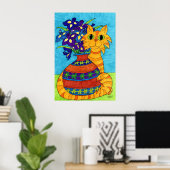 Katten met stijgingen in Talavera Vase Poster (Thuiskantoor)