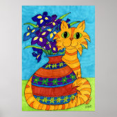 Katten met stijgingen in Talavera Vase Poster (Voorkant)
