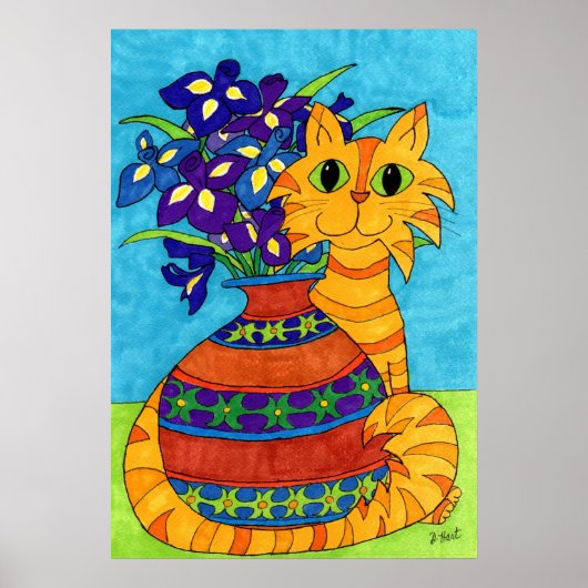 Katten met stijgingen in Talavera Vase Poster (Voorkant)