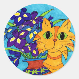 Katten met stijgingen in Talavera Vase Ronde Sticker