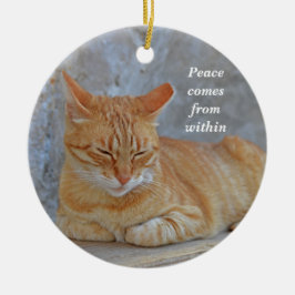 Katten met tabby die rusten in het Inspirerend van Keramisch Ornament