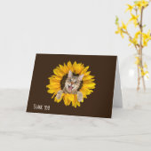 katten met tafelkleed in bedankt met zonnebloemen kaart (Gele Bloem)
