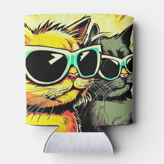 Katten met tong uit blikjeskoeler (Achterkant)