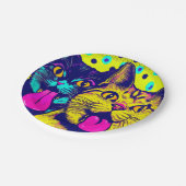 Katten met tong uit papieren bordje (Gekanteld)