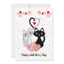 Katten met Valentijnse hartkaart