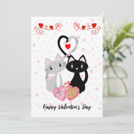 Katten met Valentijnse hartkaart Feestdagenkaart