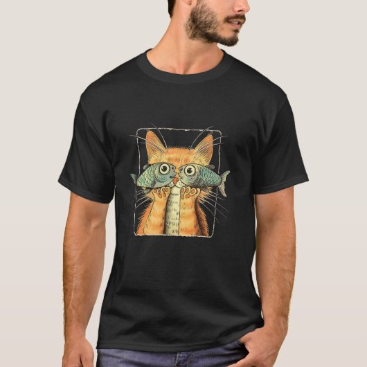 Katten met Vissenogen Grappige Kat T-shirt (Voorkant)