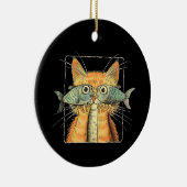 Katten met Vissenogen Kitten Grappige Katten Parod Keramisch Ornament (Rechts)