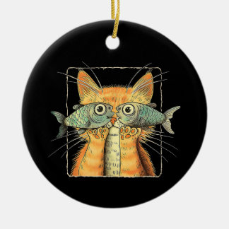 Katten met Vissenogen Kitten Grappige Katten Parod Keramisch Ornament