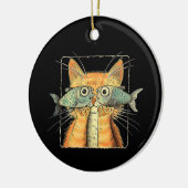 Katten met Vissenogen Kitten Grappige Katten Parod Keramisch Ornament (Links)