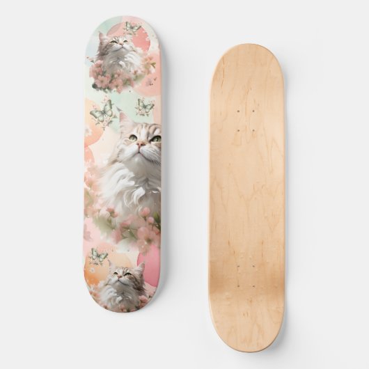 Katten met Vlinders Roze en Pastels Persoonlijk Skateboard (Voorkant)