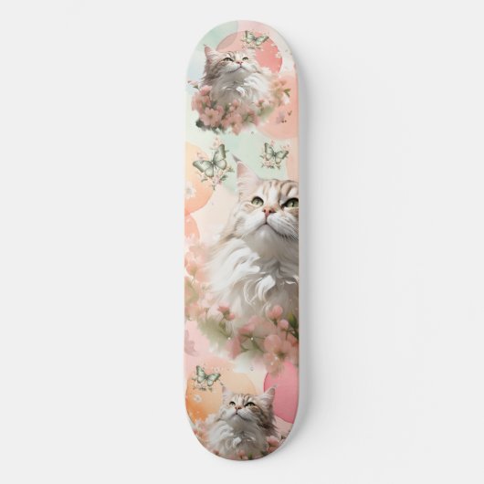Katten met Vlinders Roze en Pastels Persoonlijk Skateboard (Voorkant)