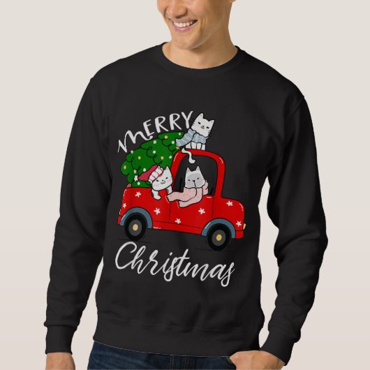 Katten met xmas Shirt Tree op Red Truck Cat Kerstm (Voorkant)