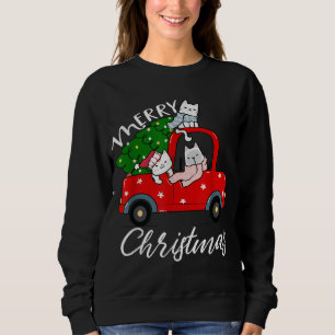 Katten met xmas Shirt Tree op Red Truck Cat Kerstm