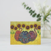 Katten met zonnebloemen Briefkaart TBA (Staand voorkant)