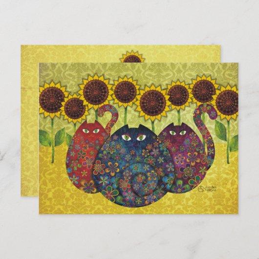 Katten met zonnebloemen Briefkaart TBA (Voorkant / Achterkant)